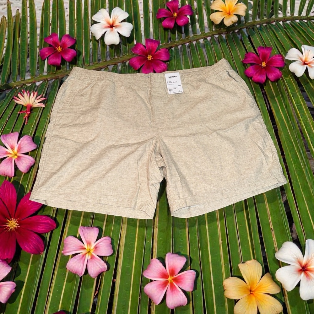 Sonoma Men’s Linen Blend Pull On Shorts (4XB) NEW